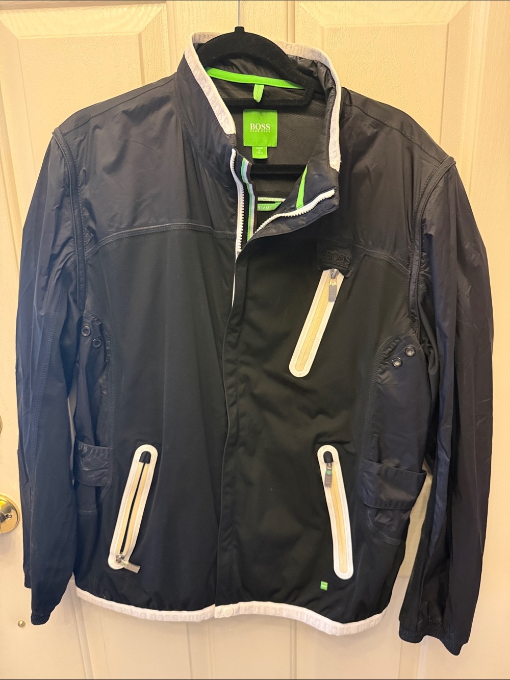BOSS Men’s Black & Navy Zip-Tech Jacket